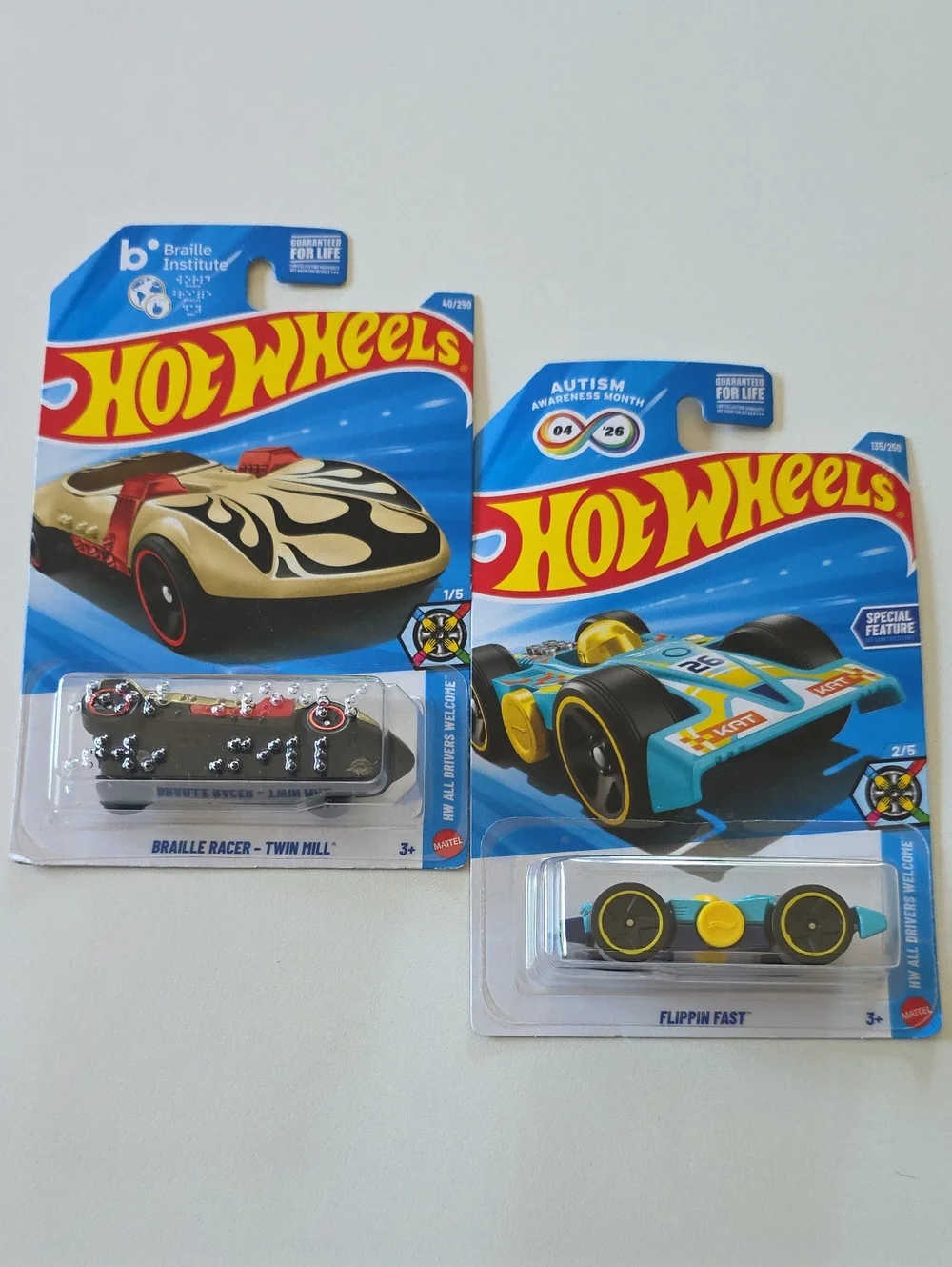 Hot Wheels HW All Drivers Welcome - Braille Twin Mill And Austim Flippin Fast